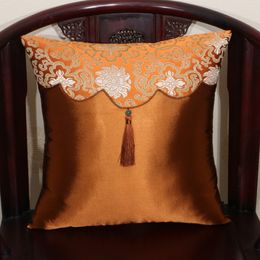 Luxury Patchwork Tassel Silk Cushion Cover Christmas Cushions Home Decor Lumbar Support Pillow High End Empty Cushion Case Chinese