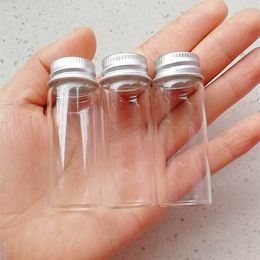 100 Pcs Clear Sample Glass Vials Bottles With Aluminum Caps Jars Small Bottle 14Ml