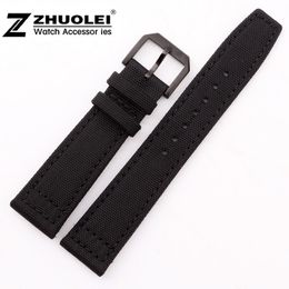 21mm 22mm New High Quality Durable Nylon Wrist Watch Strap Bands Nylon/Genuine Leather Watch Band For(fits) Pilot