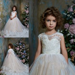 pentelei flower girl dresses for weddings with wrap lace appliqued beads little kids baby gowns cheap long communion dress