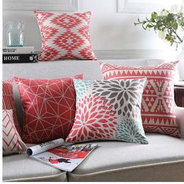 Modern Pillow Covers Geometric Throw Pillows Red Floral Cushion Cover Home Decor Bohemia Sofa Decorative Pillow Cases 45x45cm