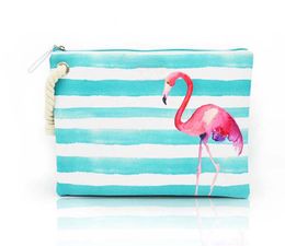 3pcs Cosmetic Bags Women Canvas Watermelon Fruit Patten Flap Stripes 5colors Ladies Zipper Makeup Bag