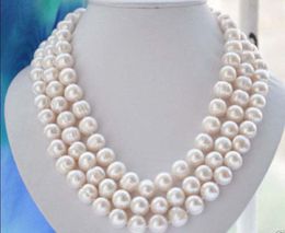 Beautiful 10-11MM WHITE FRESHWATER Cultured PEARL NECKLACE 50"