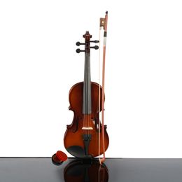 -Neue Akustische Violine 1/4 Größe Naturfarbe mit Etui + Bogen + Kolophonium für 5-7 Jahre alte Kinder