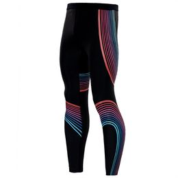 Pants WholesaleCompression Tights Colourful Line Design Long Pants Fitness Leggings Men Slim Fit Wear Joggers Exercise Bodybuilding Trou