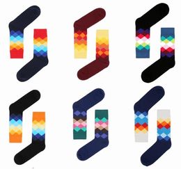 12 designe High Quality Happy socks British Style Plaid Socks Gradient Color mens Fashion Personality Cotton men gym sports Socks