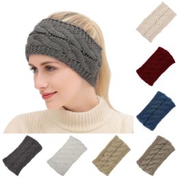 21Colors Knitted Crochet Headband Women Winter Sports Head wrap Hairband Turban Head Band Ear Warmer Beanie Cap Headbands Free Shipping