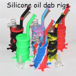 Hookahs Silicone Barrel Rigs Mini Silicon Rig Dab Bongs Water pipe Oil Drum Bong with glass bowls quartz banger free DHL