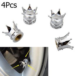 4pcs Universal Chrome Crown Style Car Tire Air Valve Stems Cover Caps Wheel Rims