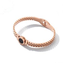 Digital Rome black hollow round cake stainless steel bracelet fashion 18K rose gold bracelet titanium gold hollow Bracelet