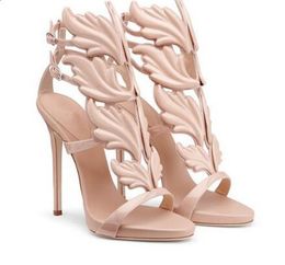 Summer Ankle Buckle Strap Women Pumps Gold Silver Leaves High Heels Shoes Rome Style Cut-Outs Thin Heels Women Shoes