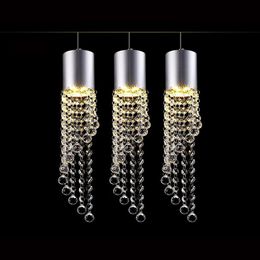 LED Crystal Ceiling Pendant Lamp Dining Room Restaurant Modern Bar Counter Aluminium Shade Balcony Corridor Pendant Suspension Lights