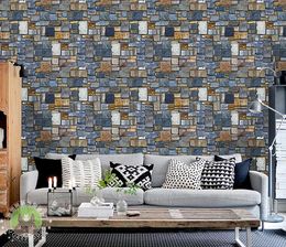 mould walls UK - Vintage 3D Wallpaper Brick Stone Rustic Effect Self-adhesive Wall Stickers DIY Home Decor Waterproof Mould-Proof PVC