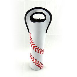 Neoprene Wine Bottle Holder 750ml Baseball Single Pack Ball Pattern Lily Cover Bag Hand Made Sleeve lin3010