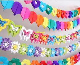 20pcs/lot Colourful Paper Garland Valentine's Day Kids Birthday Party Banner Wedding Hang Pennants Wedding Banner Flags