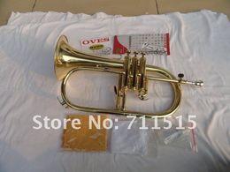 VOES New Arrival Bb Trumpet Yellow Brass Gold Lacquer Flugelhorn Advanced B Flat Instrument For Students Free Shipping