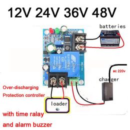 Freeshipping 12 24 36 48v 30A Battery Anti-over discharge controller Protection Delay Switch Alarm Module with shell