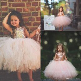 Sparkling Blush Pink infant tutu dress with Rose Gold Sequins for Toddler and Infant Flower Girls - Perfect for First Communion, Wedding, and Party