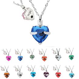 Wife Glass Cremation Jewellery Always in My Heart Birthstone Pendant Urn Necklace Ashes Holder Keepsake