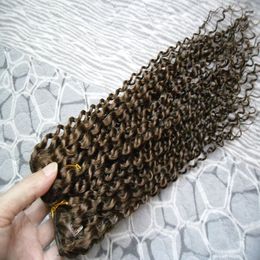 Clip In Hair Extensions 100g afro kinky clip in extensions Brazilian Clip In Human Hair Extensions Full Head 9Pcs/Set 100G