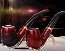 Red Sandalwood Pipe Bend Handle Handmade Tobacco Pipe with 9mm Filter Mahogany 653