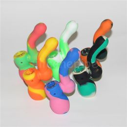 Silicone Pipe Tobacco smoking pipe Hand Spoon Pipe Hookah Bongs multiColors Portable Shisha Hand Pipes Mini Water Pipes DHL