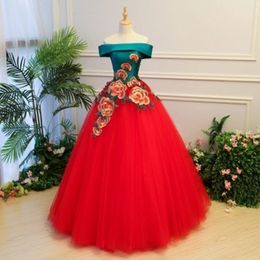 2018 New Elegant Bateau Appliques Ball Gown Quinceanera Dresses Tulle Floor-Length Sweet 16 Dresses Debutante 15 Year Party Dress BQ60