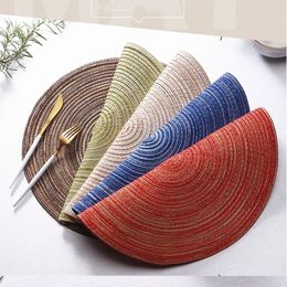 14 Inch Round Placemat Woven Placemats Cotton Tablecloth Coffee Cup Pad Heat Insulation Pads Placemat