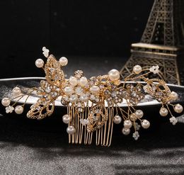 Simple bridal headwear, hand-made beads, combed, crystal wedding accessories.
