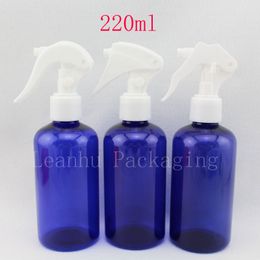 20 X 220ml blue empty plastic mouse spray pump cosmetic containers ,makeup Coloured PET bottle with trigger sprayer pump
