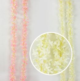 Flores artificiais Flor de cerejeira Lilac Flores Lilás Videira Bela Rattan para Decotações de Casamento Criptografia Flower String AF06