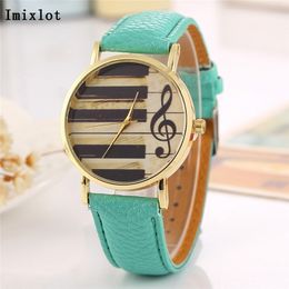 2018 New Fashion Piano Keyboard Musical Note Leather Strap Watches For Women Ladies Quartz Wristwatches Bracelet Watch