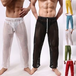 Sleep Bottoms sheer mesh Men casual trousers soft Mens Sleep Bottoms Homewear see through pants Pyjama loose Lounge
