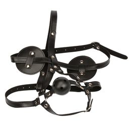 Head Harness Bondage Sex Toys Mask With Mouth Ball Gag BDSM Erotic Leather Strap Men Adult SM Games For Couples