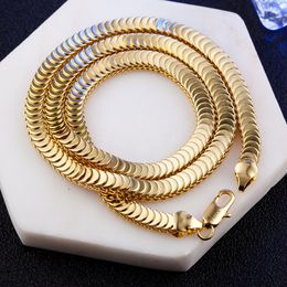 Fashion Necklace Solid Bone Chain 18k Yellow Gold Filled Mens Necklace Statement Jewelry 20 Inches Long