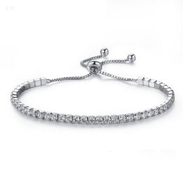 Silver Plated Bracelets Full Diamond Crystal Chain Fit pandora Rhinestone Bangle Bracelet Women Female Gift BR002