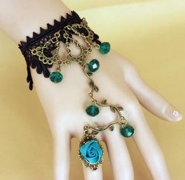 Hot style Retro star smurf crystal bracelet with black lace bracelet ring lady foreign trade jewelry fashion classic delicate elegance