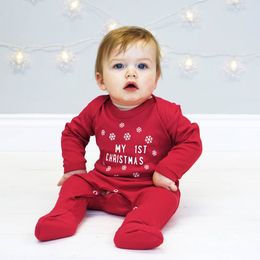 Kids Christmas Clothing 2018 My 1St Christmas Romper Baby Onesie Long Sleeve Red Jumpsuits Pajamas Toddler Infant Girls Boys Clothes 0-18M