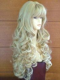 Fashion Hair Wig Long Curly Mix Blonde Women's Cosplay Party Wigs Free Shipping
