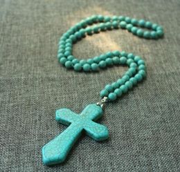 Turquoise necklace cross heart pendant women's sweater chain vintage pendant multiple styles available