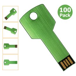 Free Shipping 100pcs 4GB USB 2.0 Flash Drives Flash Memory Stick Metal Key Blank Media for PC Laptop Macbook Thumb Pen Drives Multicolors
