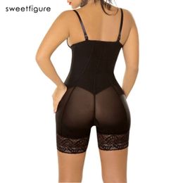 Sexy Butt Lifter Bodysuit Women Lingerie Shorts Lace Zipper Slimming Body Shaper Shaping Ladies Underwear Suit set