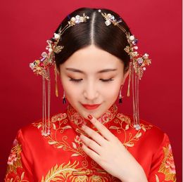 New Chinese Style Bridal headwear, fringes, swing, hair accessories, Xiu, dragon, Phoenix, gown, accessories, ancient costume, wedding acces