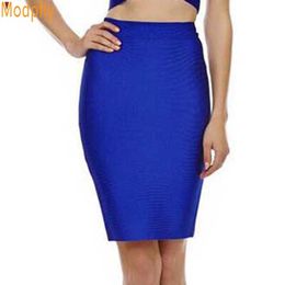 Wholesale-2017 Stretchy Elastic Women Knee Length Celebrity Bandage Skirts Sexy Slim Solid Colour Pencil Skirt Drop Shipping HLS113