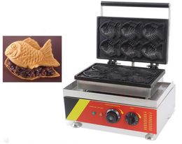 6 PCS Japanese Fish Waffle Food Processing Equipment Commercial Use Non-stick 110V/220V Electric Ice Cream Taiyaki Machine Maker Baker Iron LLFA