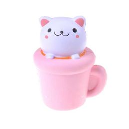 Elastic Simulation Paper Cup Cat Soft Squeeze Toy Kids Toy Random Colour Jumbo Squishy Cat Cup cat Slow Rising cell Phone Strap