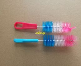 100pcs/lot 150*70*28mm Colourful Nylon Cleaning Brush For Baby Feeding Bottle Spout Tube Glass Cup Brushes B53101