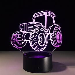 3D Auto Traktor Nachtlicht Schreibtisch Optische Tauschung Lampen 7 LED Lampe #R54