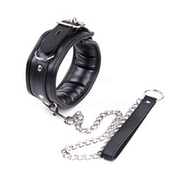 New PU Leather Collars BDSM Chastity Neck CollarFetish Slave Bondage Restraint Erotic Posture CollarAdult Game For Couple Y18102405