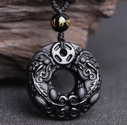Free Shipping new Black Obsidian Dragon Necklace Pendant Jade Pendant Jewellery Lovers Pendant Lucky Amulet Free Ropes Hand engraving